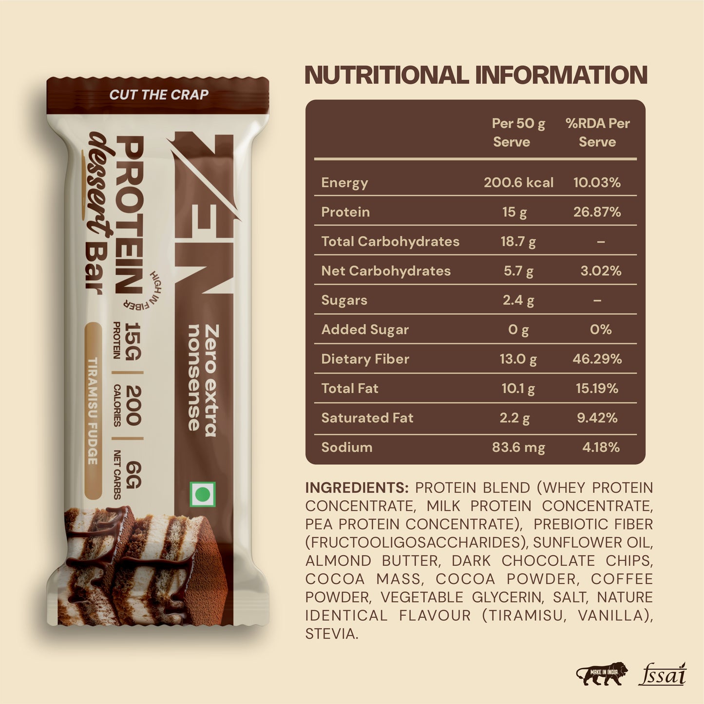 Tiramisu Fudge Protein Dessert bar