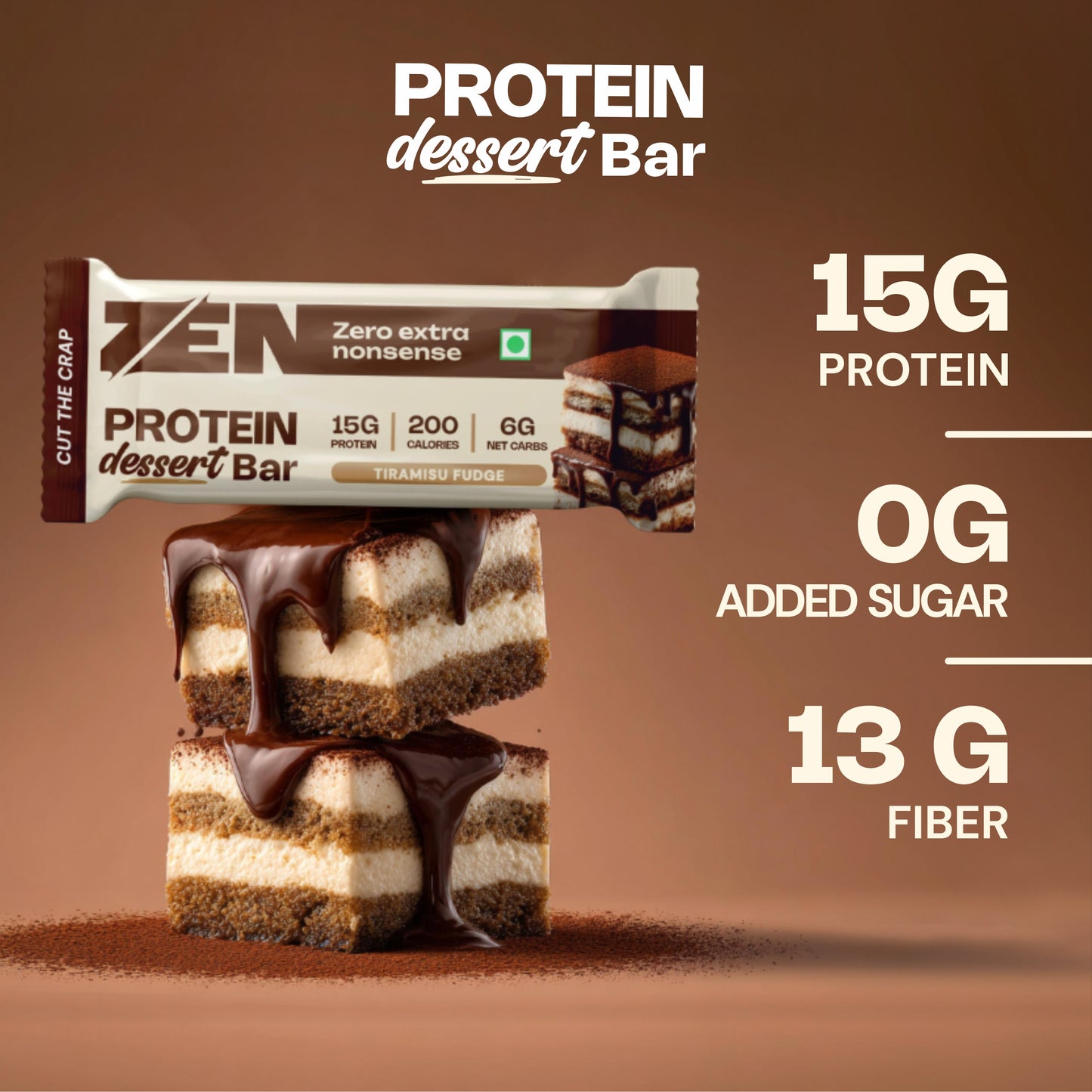 Tiramisu fudge Protein dessert bar - Pack of 4