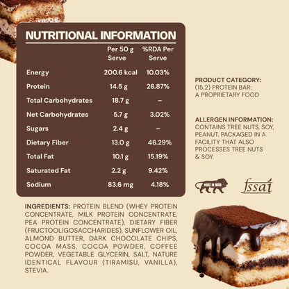 Tiramisu fudge Protein dessert bar - Pack of 4