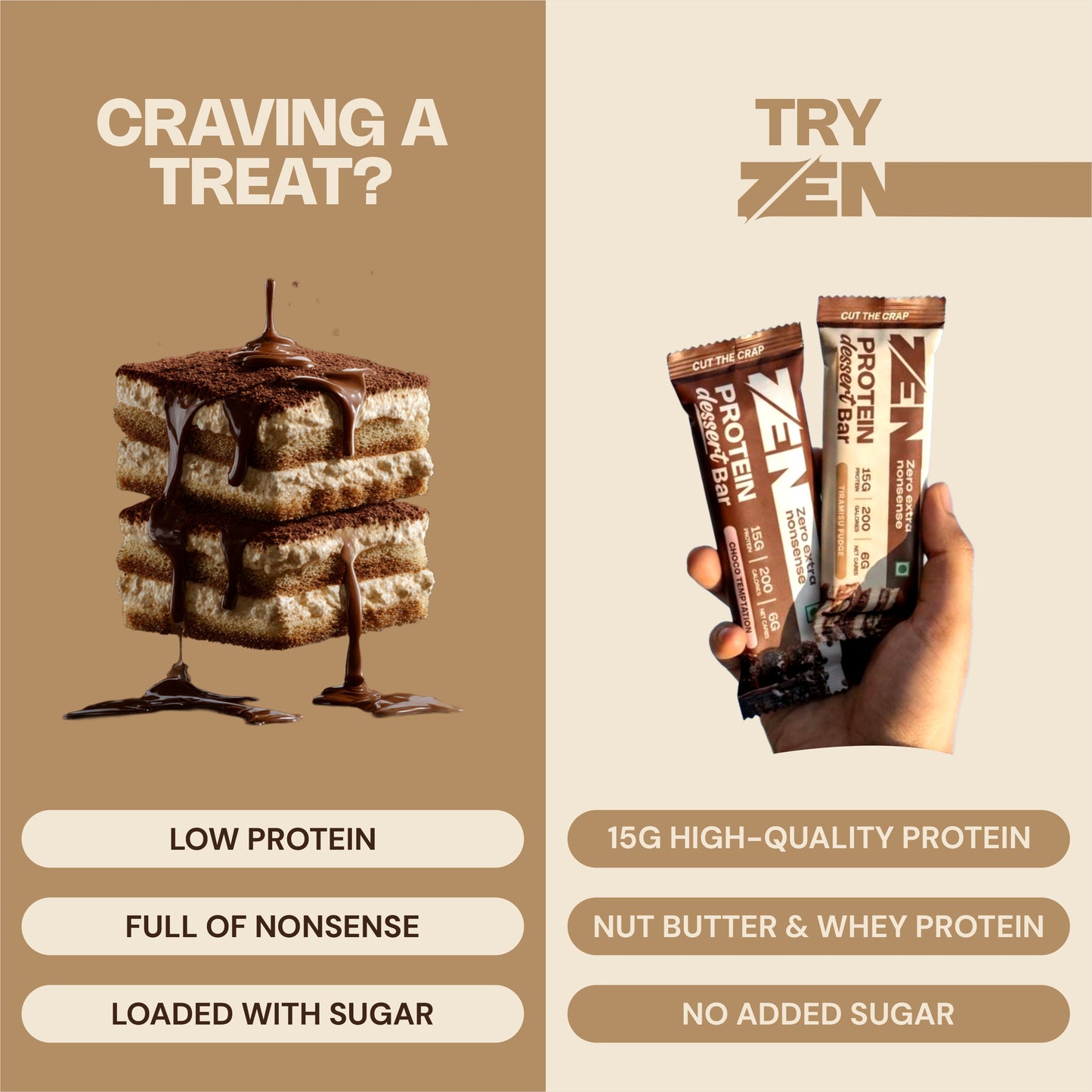 Tiramisu fudge Protein dessert bar - Pack of 4