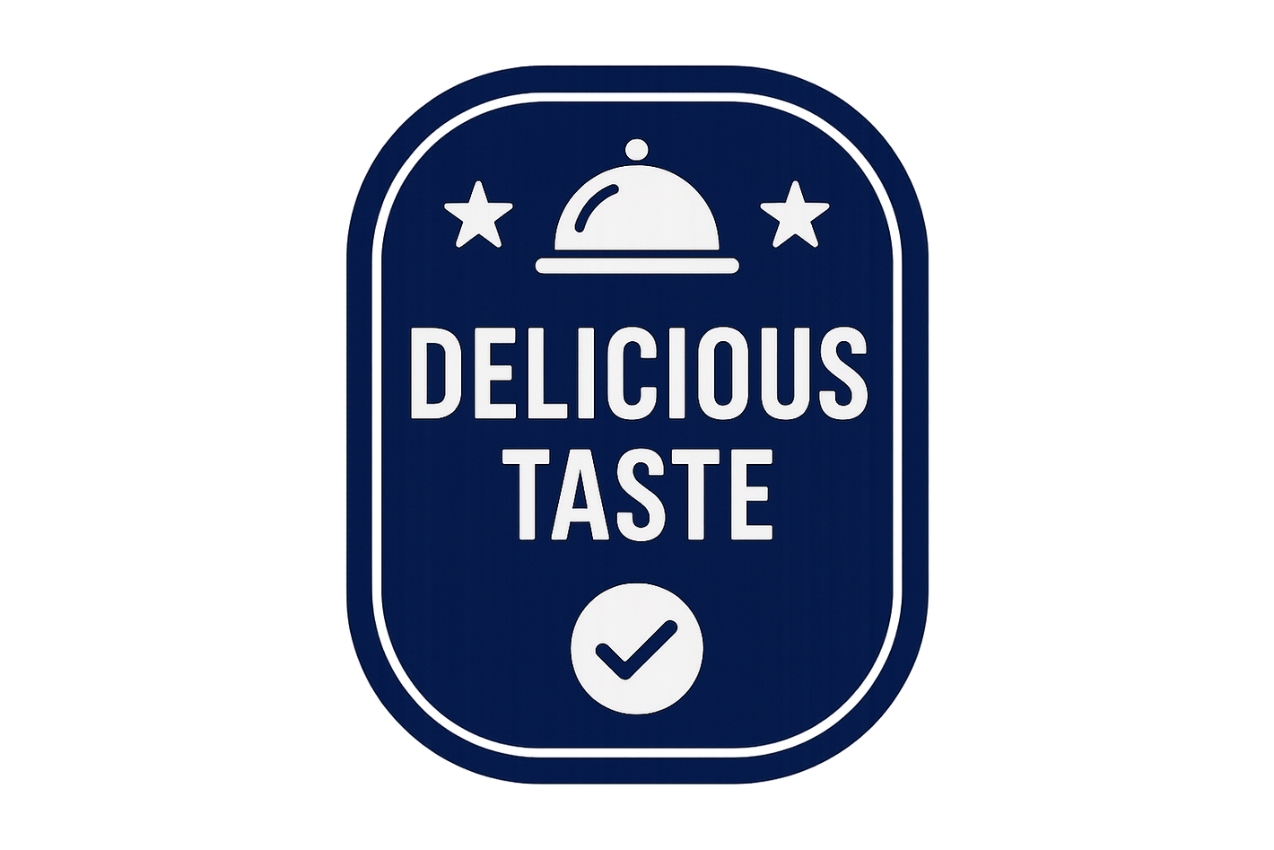 Create a trust badge which say "Delicious Taste" use color code #060680